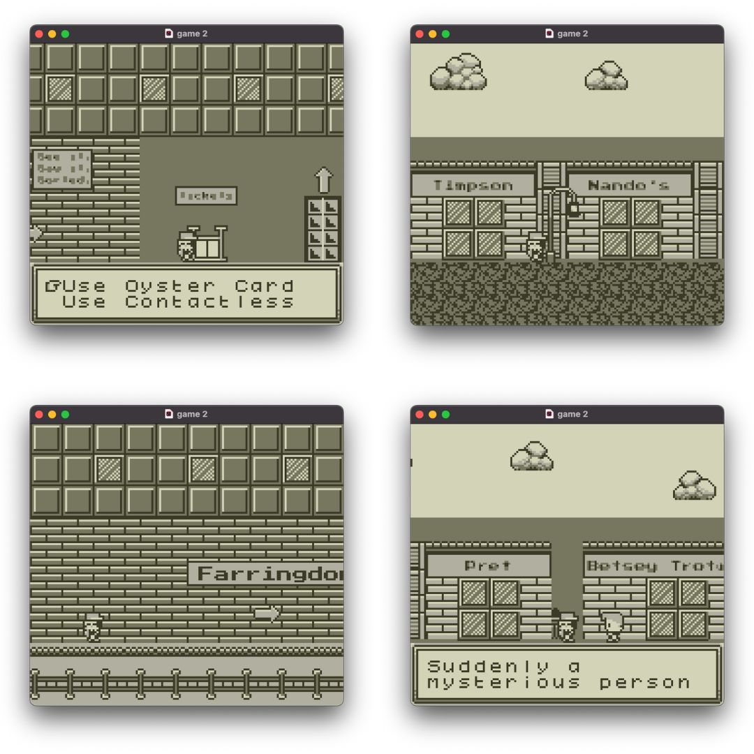 Screenshots of screens in the Game Boy game.