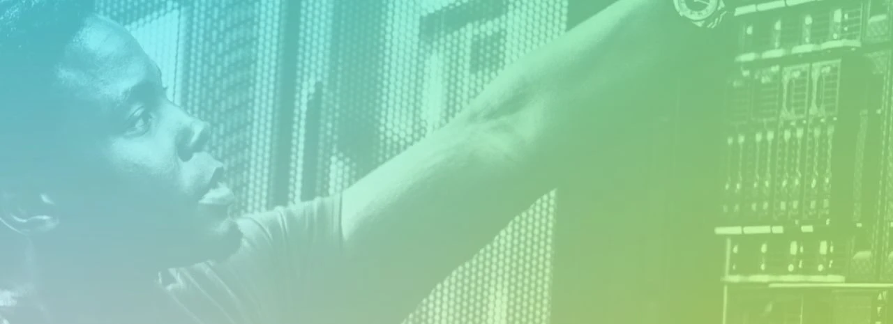 Man in a server room