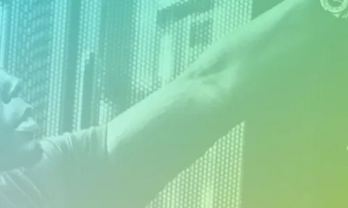 Man in a server room